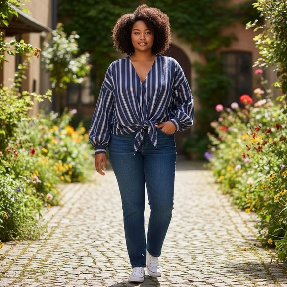 GAP Tops - Blue Stripe Women's Cross Shirt GAP